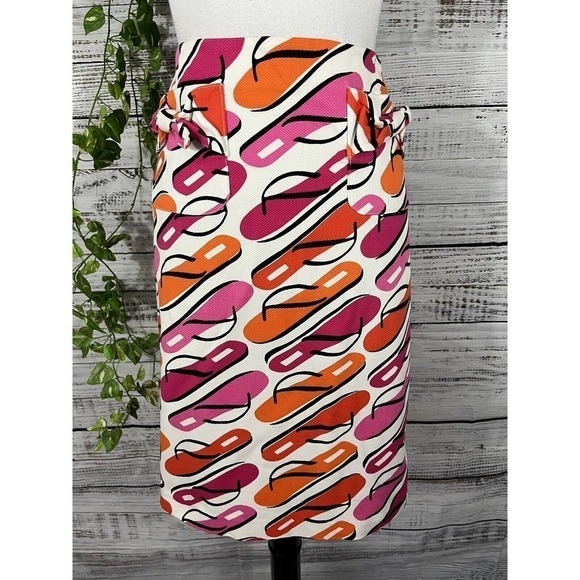 Grace Elements Dresses & Skirts - Grace Elements Skirt 8 Pink Orange Flip Flops Summer Beach Knee Modest Stretch
